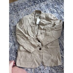 A New Day Women's Linen Blend Blazer Tan Single Button Size M